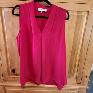 Kasper flowing sleeveless red blouse size XL